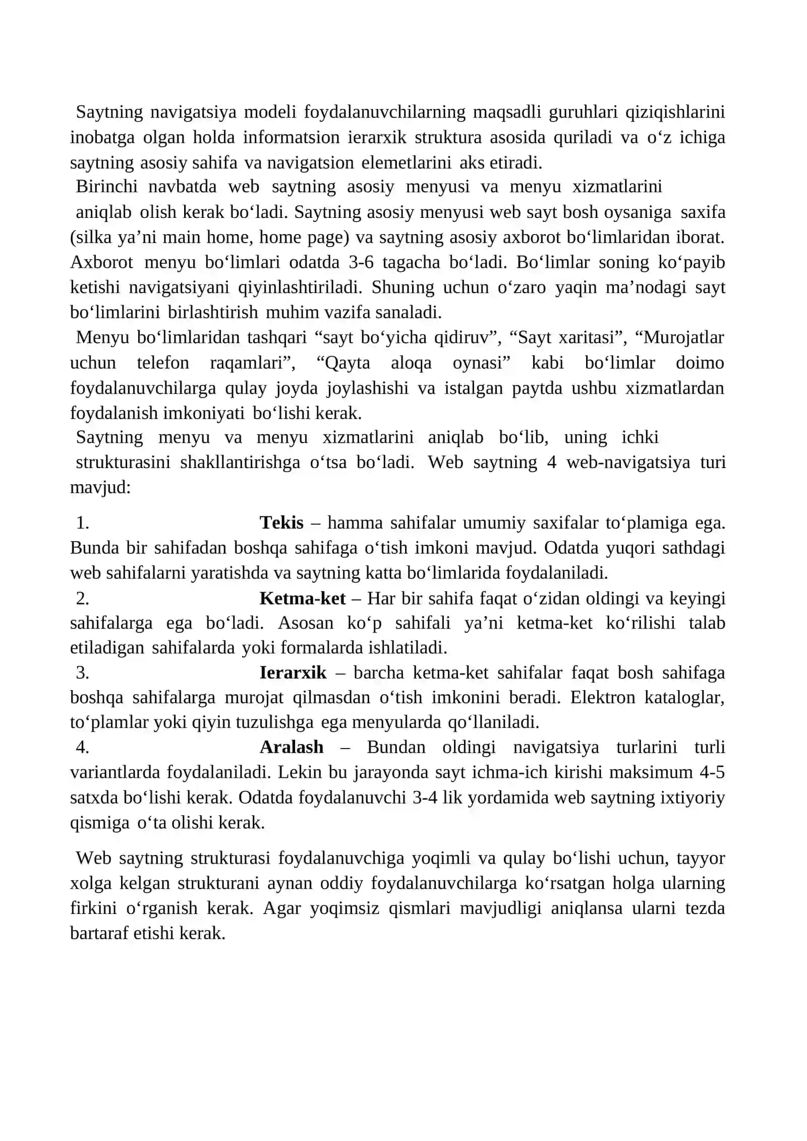 Web saytning navigatsion modelini loyihalash 2