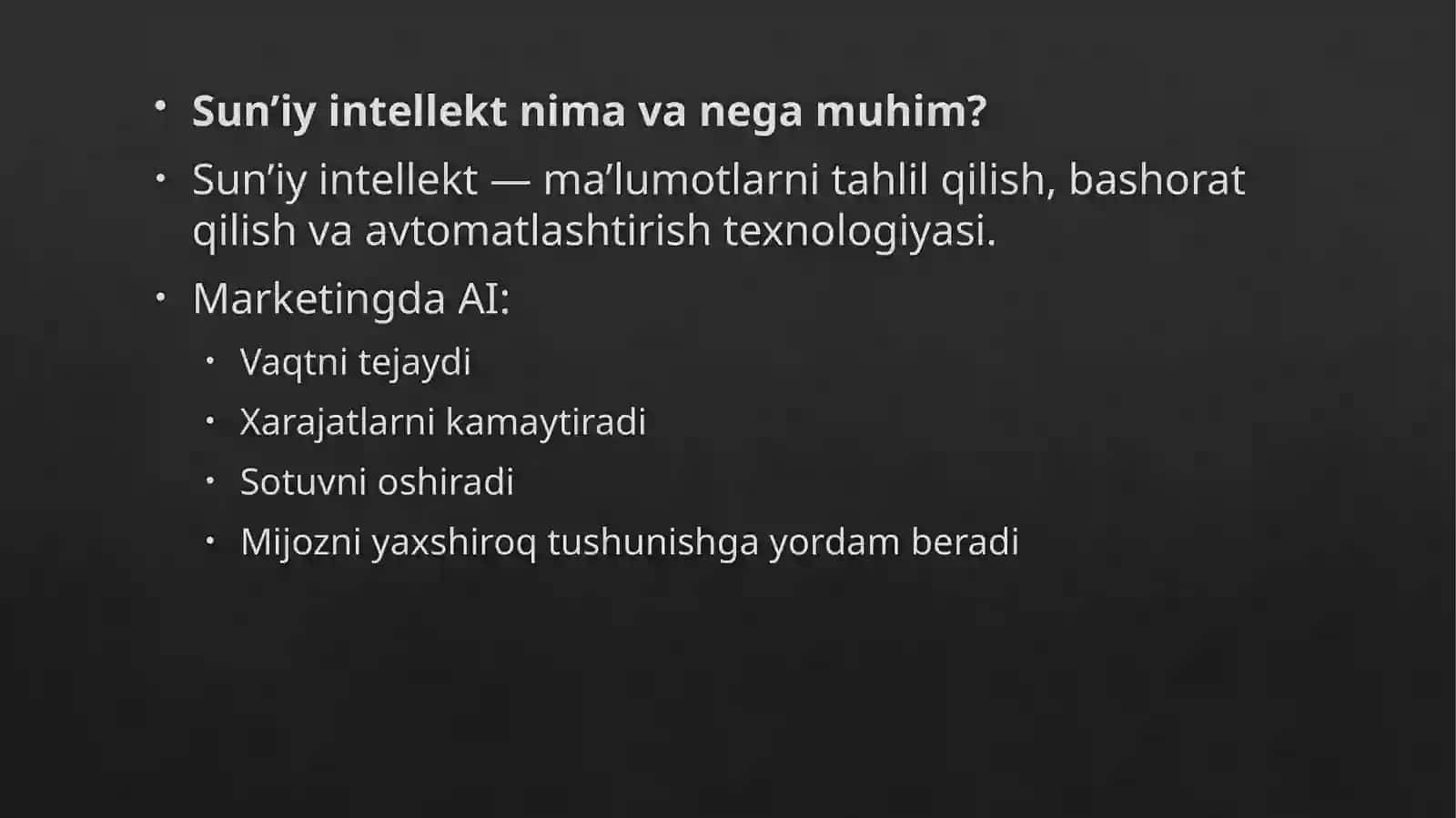 Sun’iyintellektyor savdo markazida marketingni rivojlantirish 2