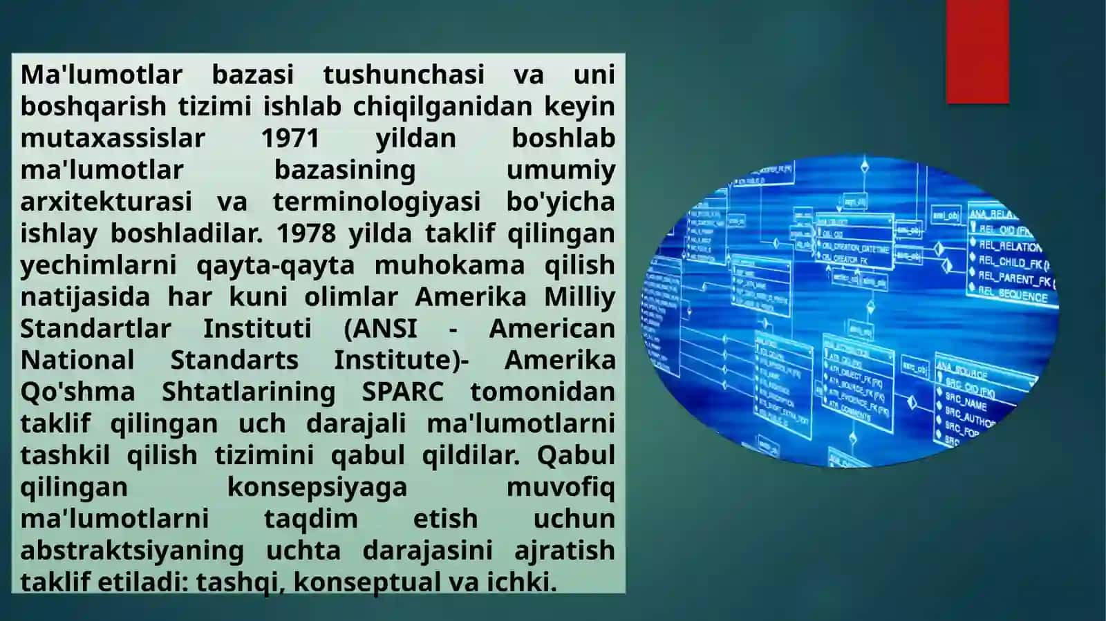 MA’LUMOT BAZASINING ARXITЕKTURASI. UCH BOSQICHLI ARXITЕKTURA 2