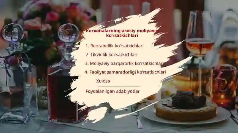 Korxonalarning asosiy moliyaviy ko‘rsatkichlari 2