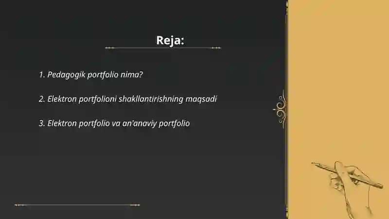 Pedagogning elektron portfoliosini shakllantirish. Pedagogning portfoliosi haqida tushuncha 2