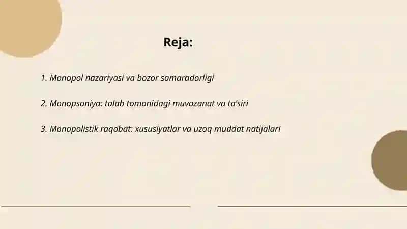 Nomukammal raqobat bozori nazariyalari 2