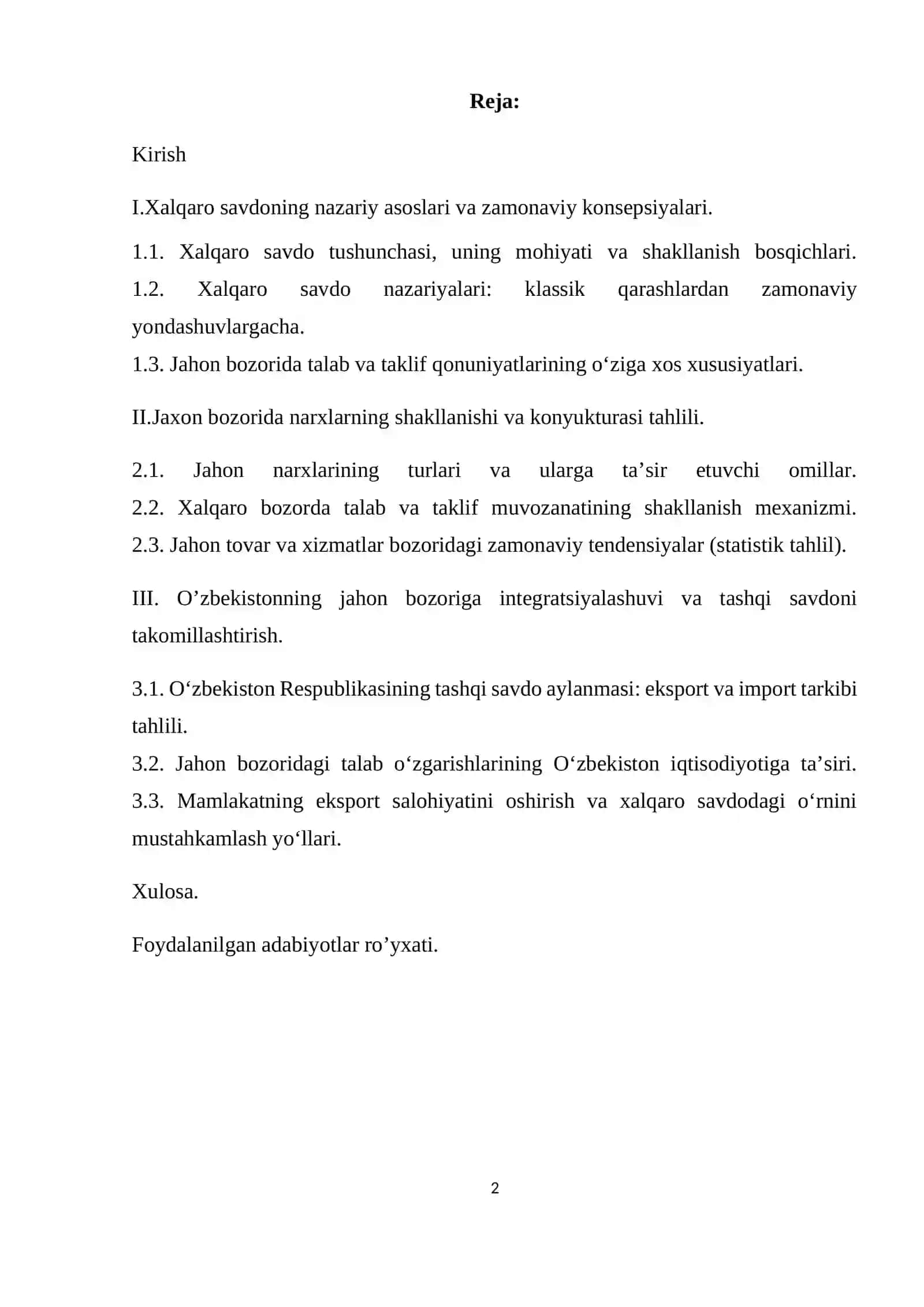 Xalqaro savdo: jahon bozoridagi talab va taklif 2