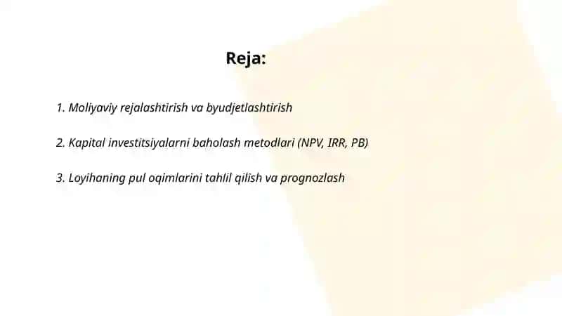 Boshqaruvda moliyaviy va investitsion qarorlar 2