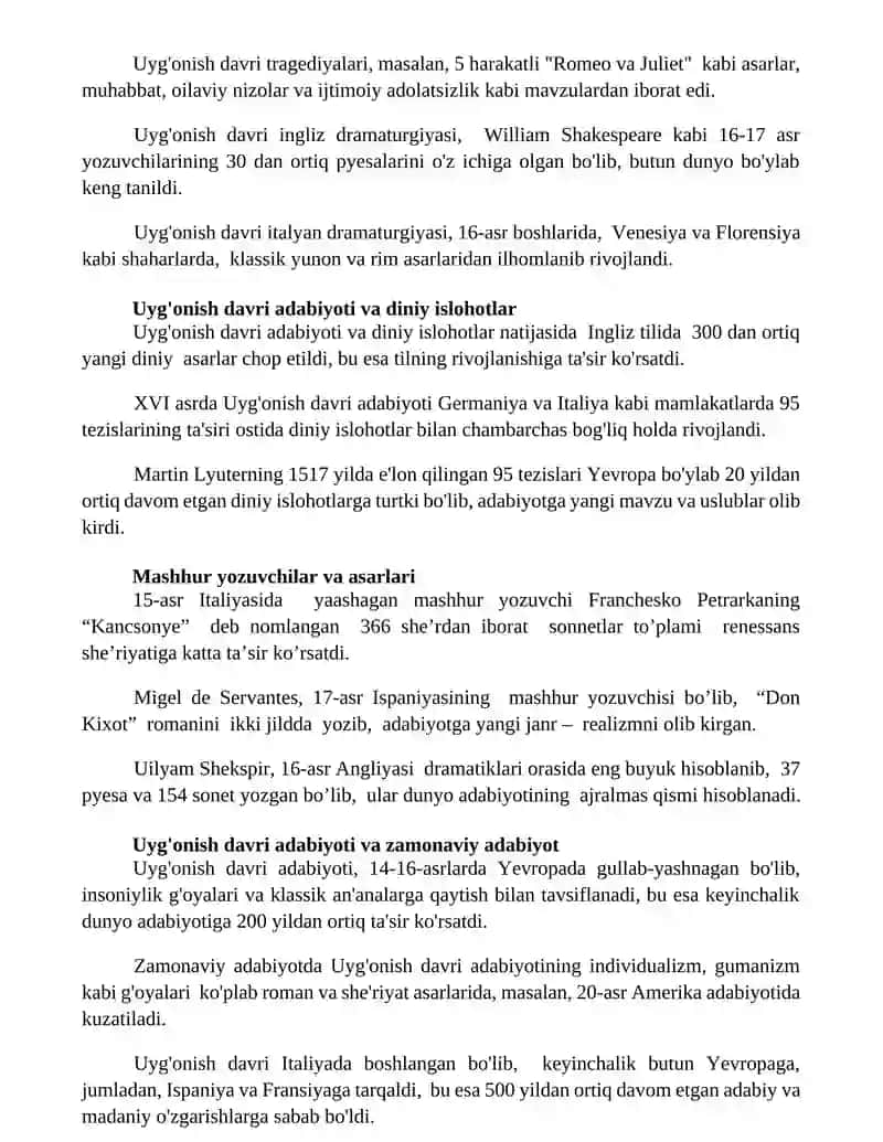 Uyg'onish davri adabiyoti 2