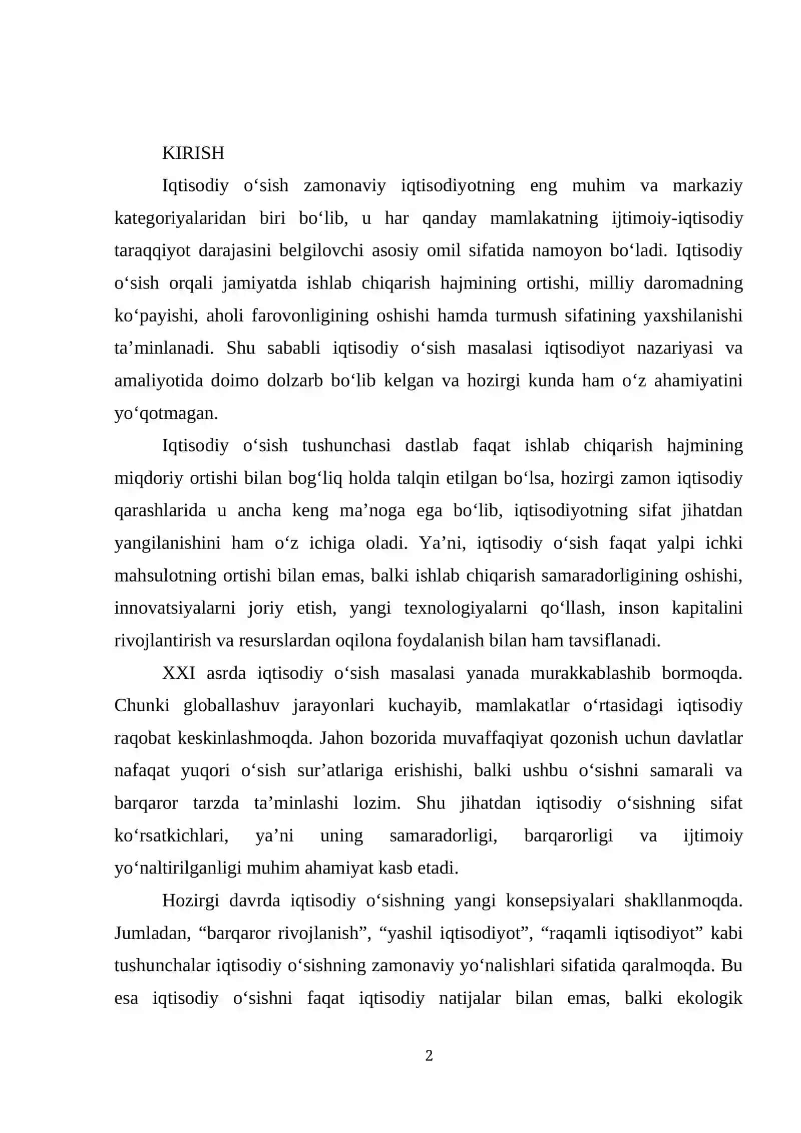 Iqtisodiy o'sishning nazariy asoslari 2
