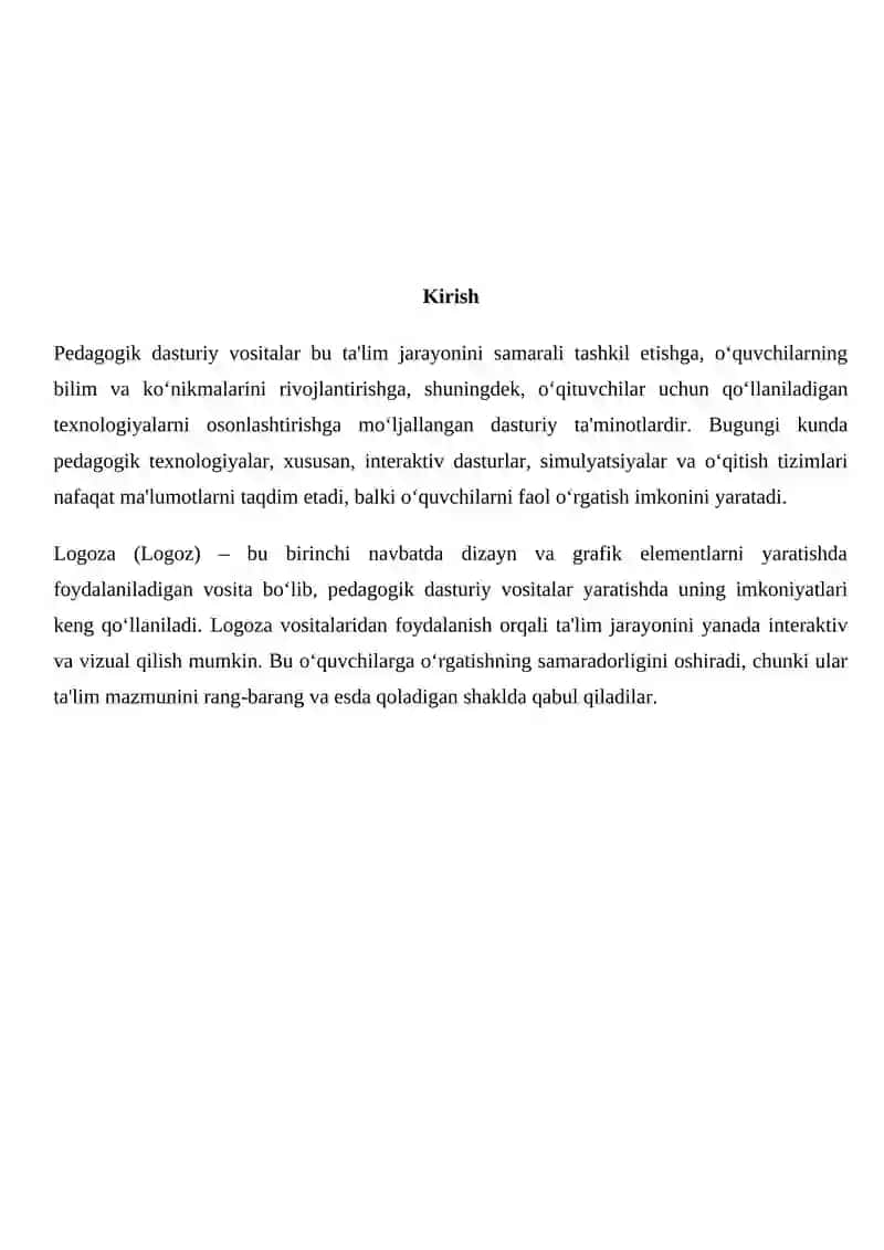 Pedagogik dasturiy vositalar yaratishda Lagoza imkoniyatlaridan foydalanish 2