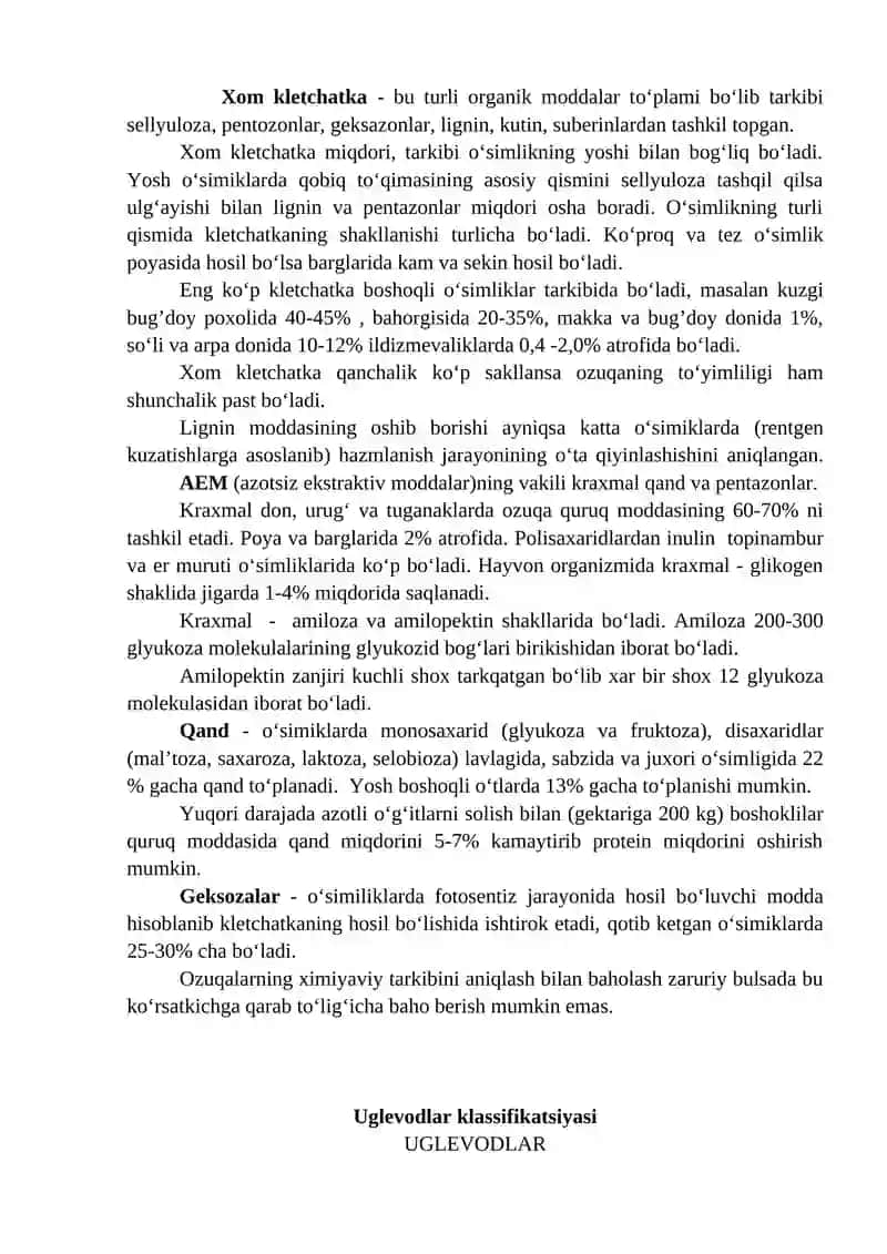 Ozuqalarning uglevodli to‘yimligini baholashning ilmiy asoslari 2