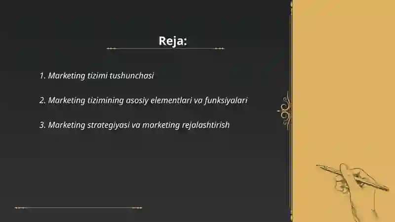 Marketing tizimi haqida tushuncha va tamoq marketinglari 2