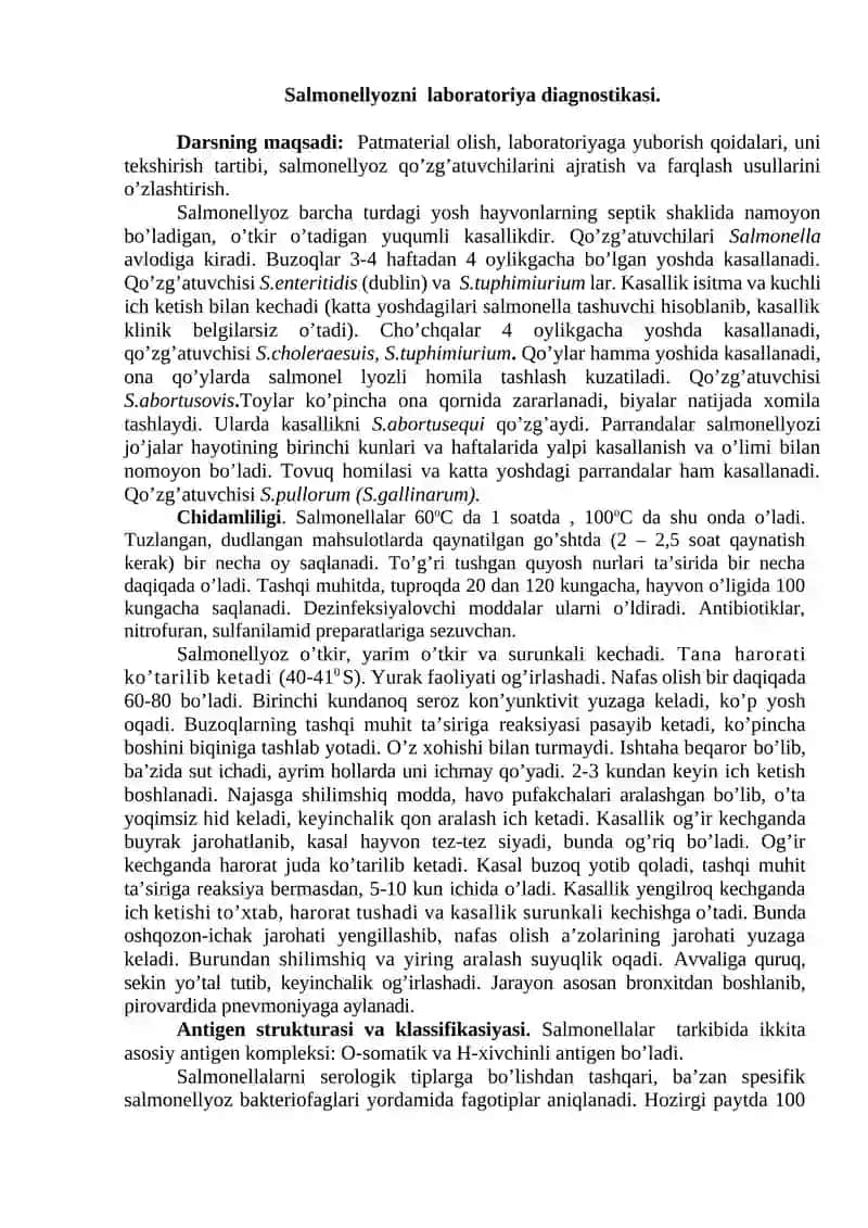 Salmonellozni laboratoriya diagnostikasi 2