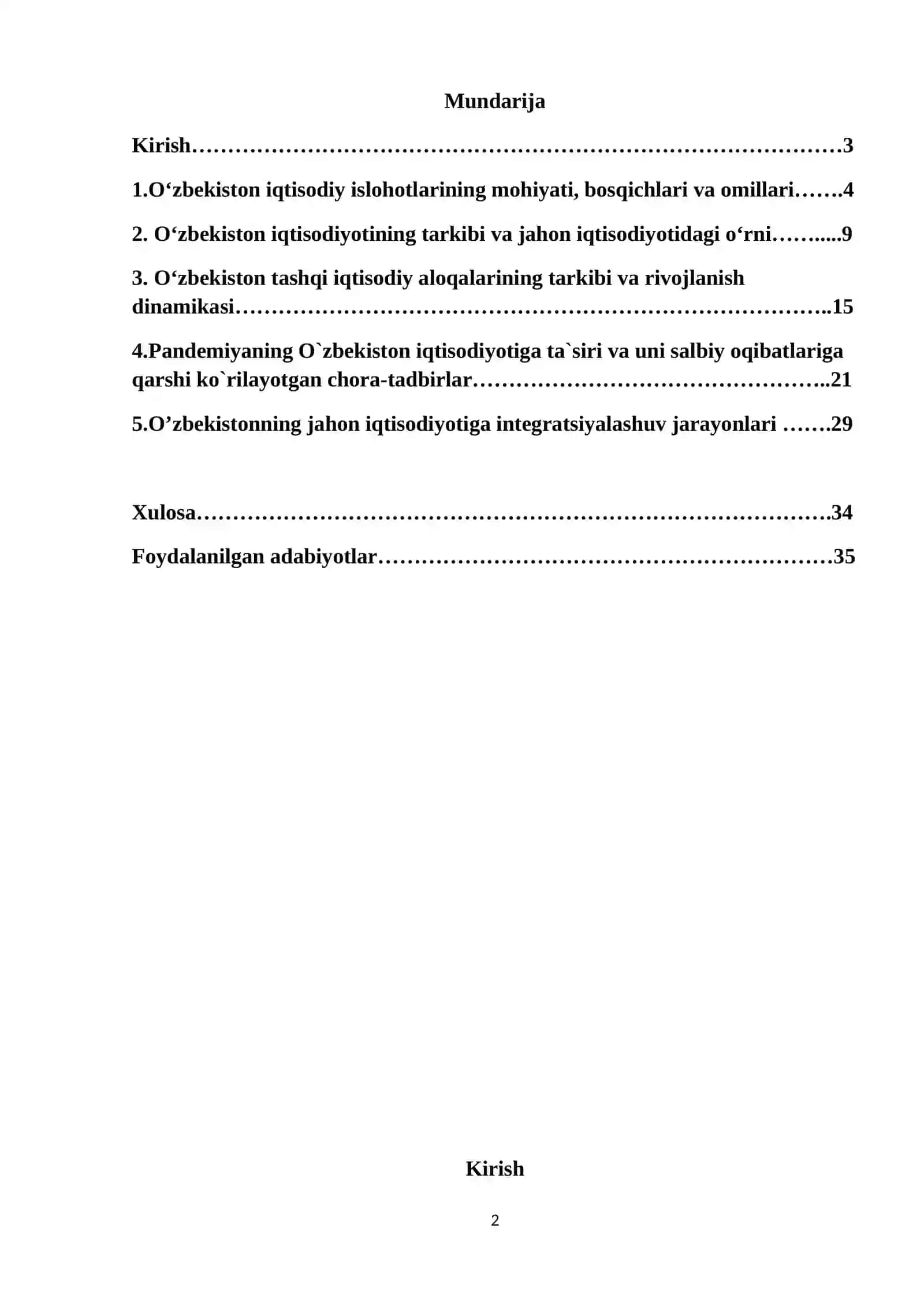 Yangi O‘zbekistonning jahondagi iqtisodiy salohiyati va mavqei 2