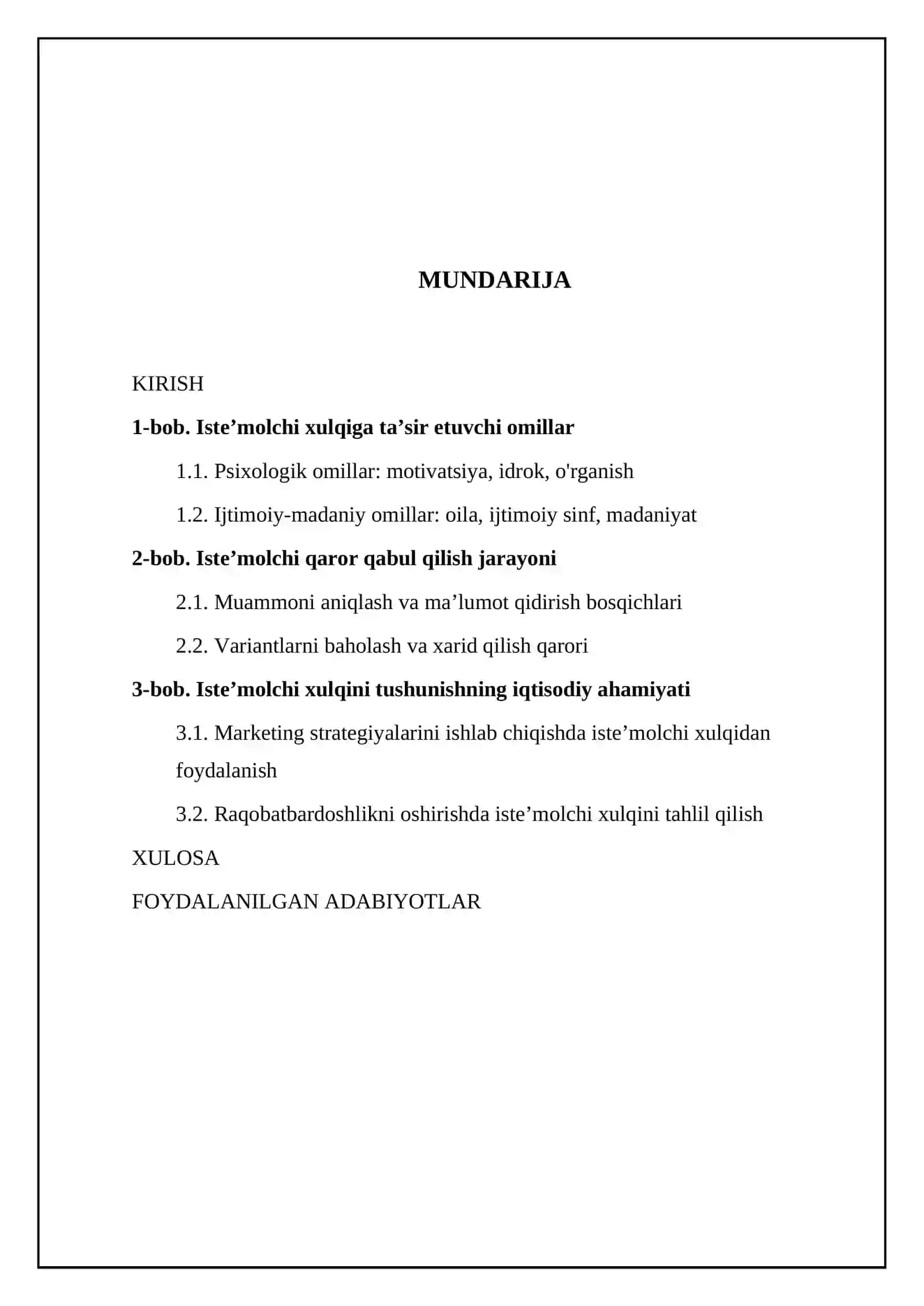 Isteʼmolchi hulqi nazariyasi asosiy holati 2