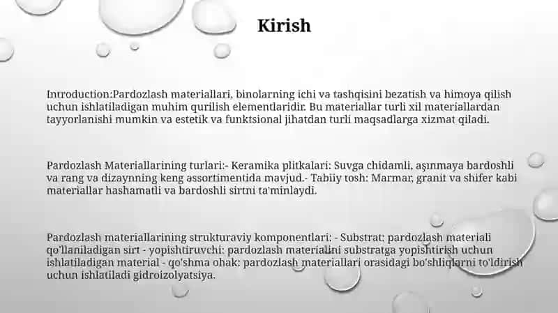 Pardozlash Materialining Turlari Va Tarkibiy Qisimlari 2