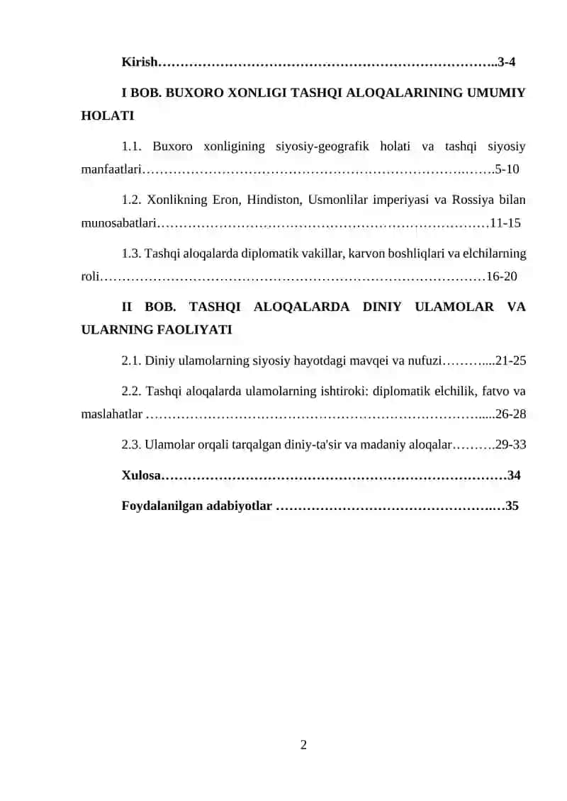 Buxoro xonligining tashqi aloqalarida diniy ulamolarning o'rni 2