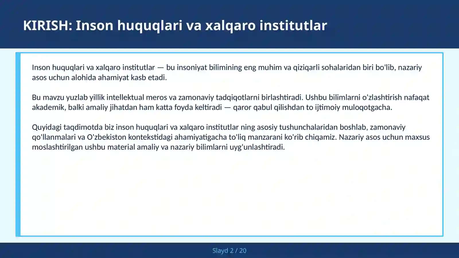 Inson huquqlari va xalqaro institutlar 2