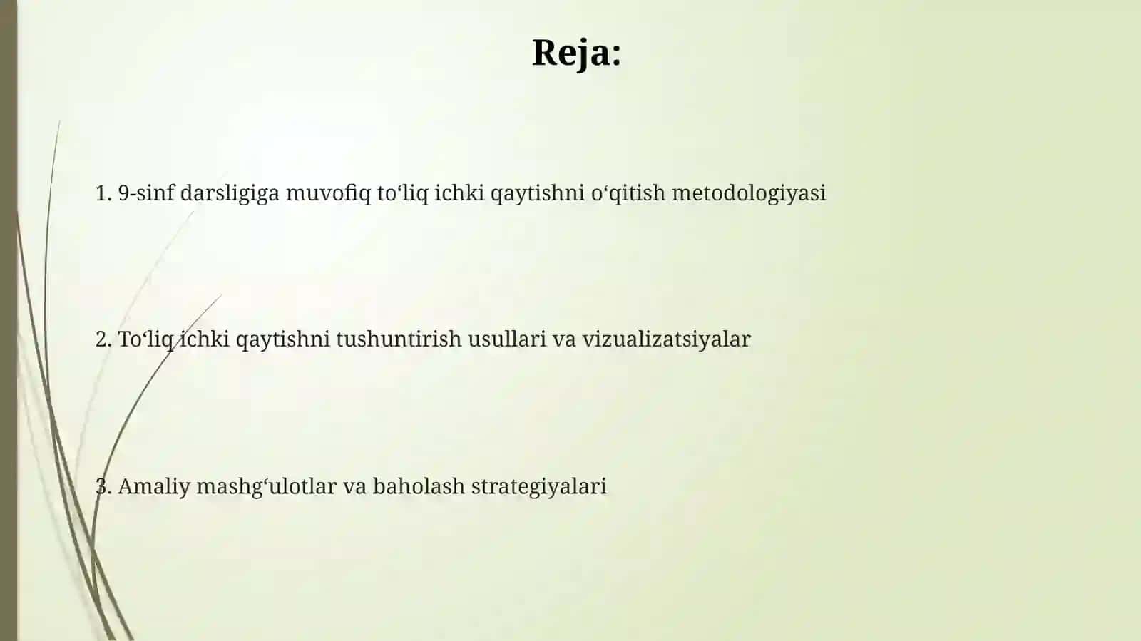 9-sinfda"To'laichkiqaytish"mavzusinio'qitishmetodikasi 2