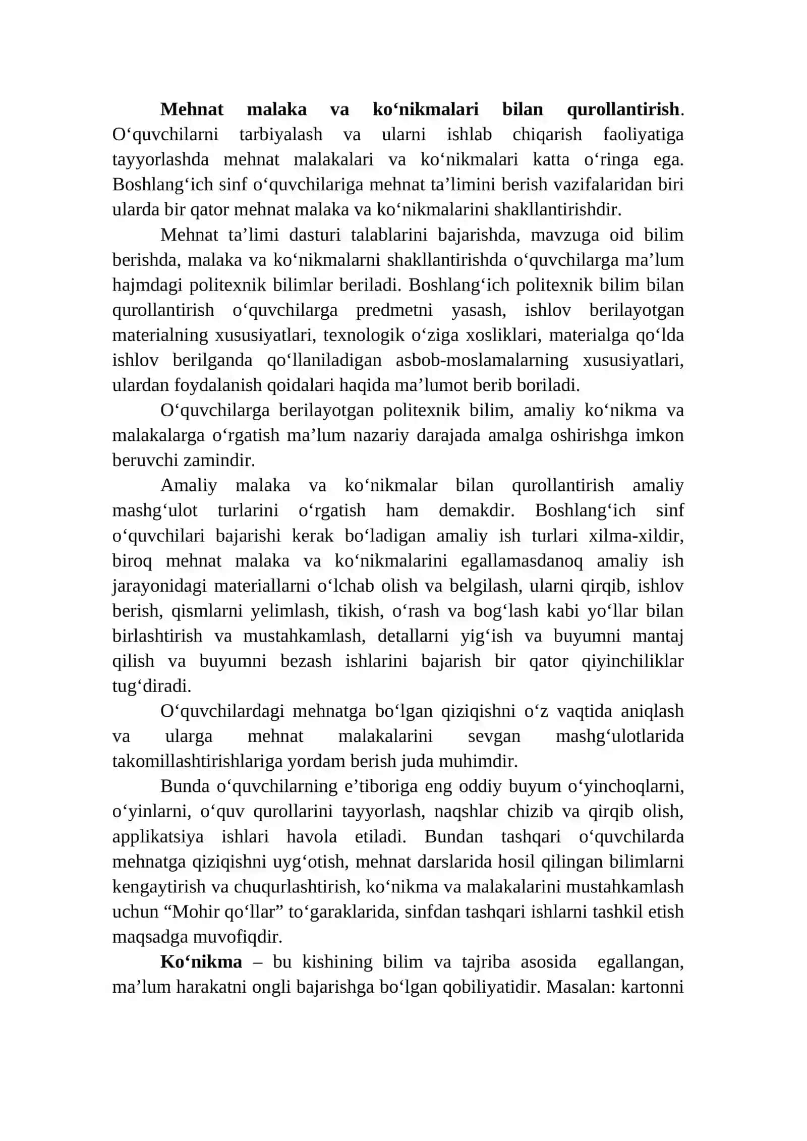 Mehnat Ta'limining Mazmuni 2