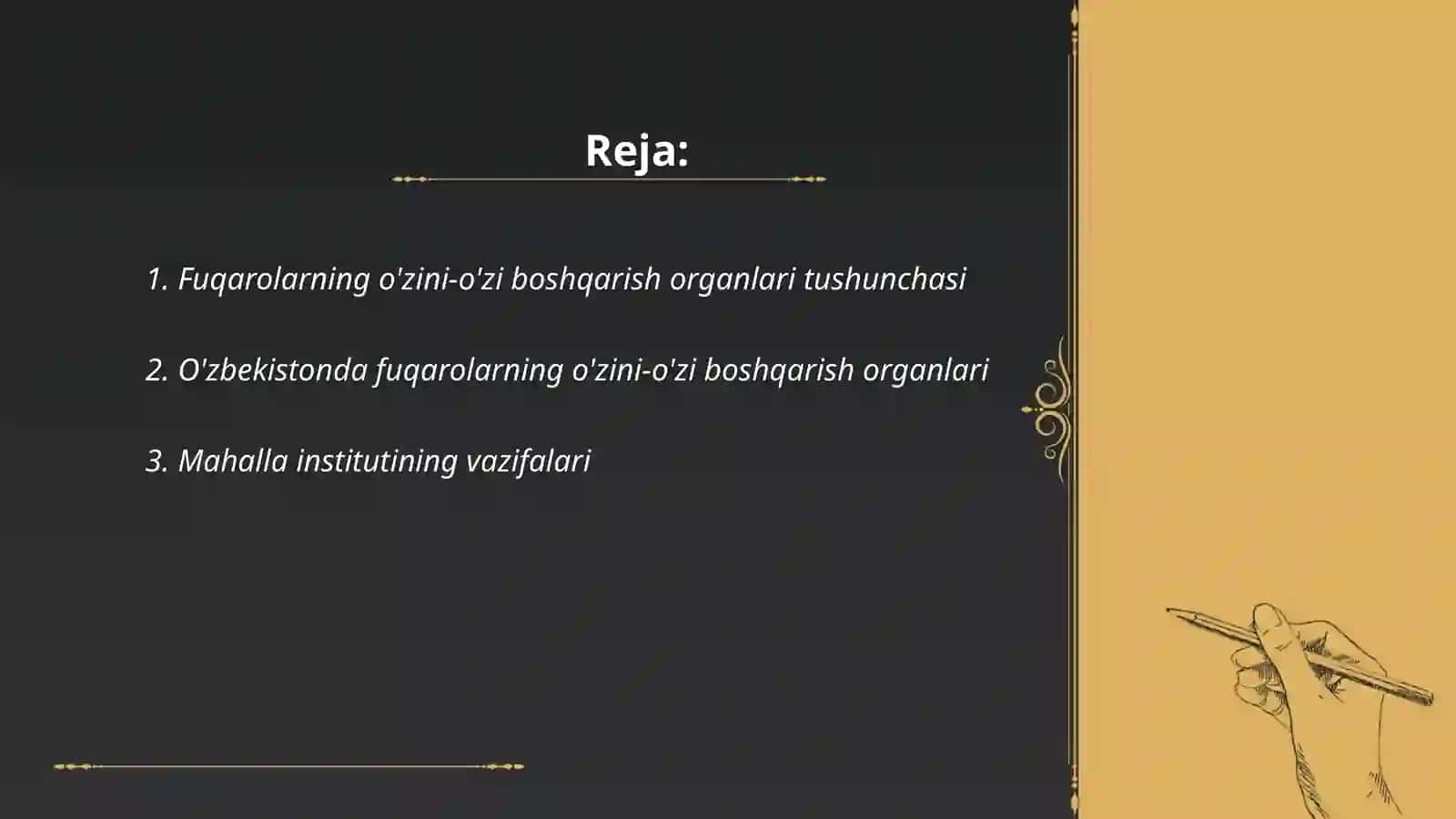 Fuqarolarning o'zini-o'zi boshqarish organlari. Mahalliy xalq deputati organlari asoslar 2