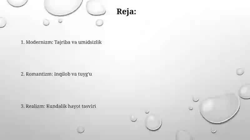 Metod va oqimlar ( Romantizm.Modernizm.Realizm) 2