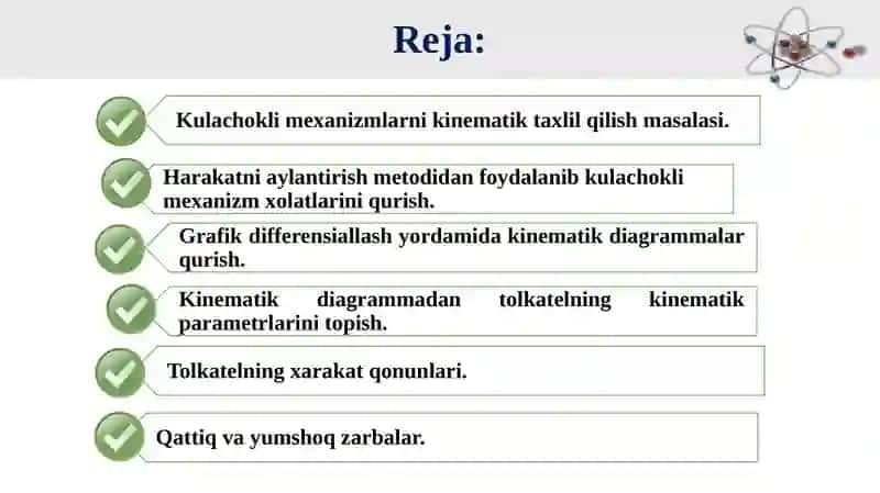 Kulochokli mexanizmlarning kinematikasi 2
