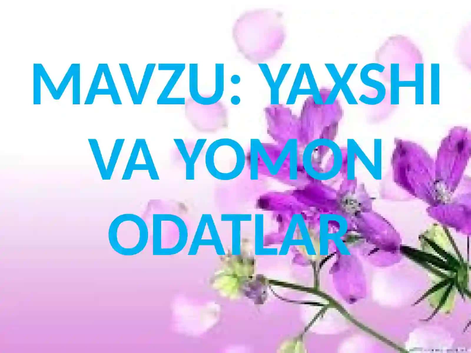 Yaxshi va yomon odatlar 2