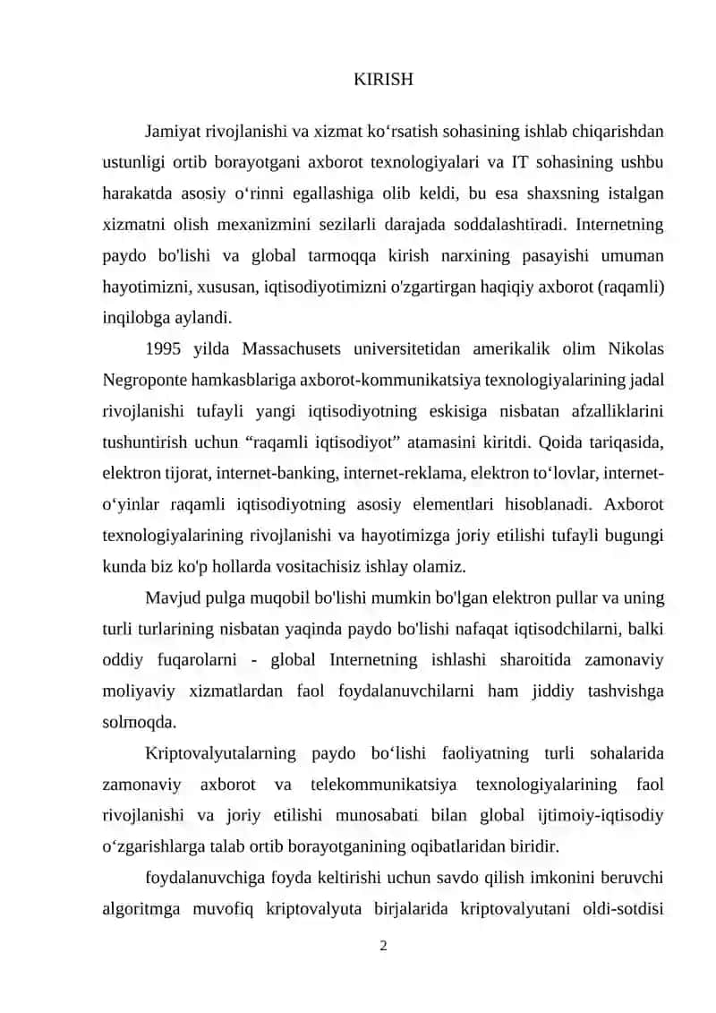 Kriptovalyutalar va kriptovalyuta iqtisodiyoti 2