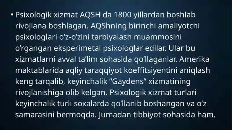 MDX davlatlarining sog‘liqni saqlash tizimida psixologik xizmatning o‘ziga xosligi. Evropa davlatlarining sog‘liqni saqlash tizimida psixologik xizmatning o‘ziga xosligi 2
