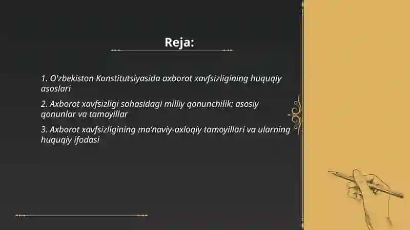 O'zbekiston axborot xafsizligning ma'naviy va huquqiy asoslari 2