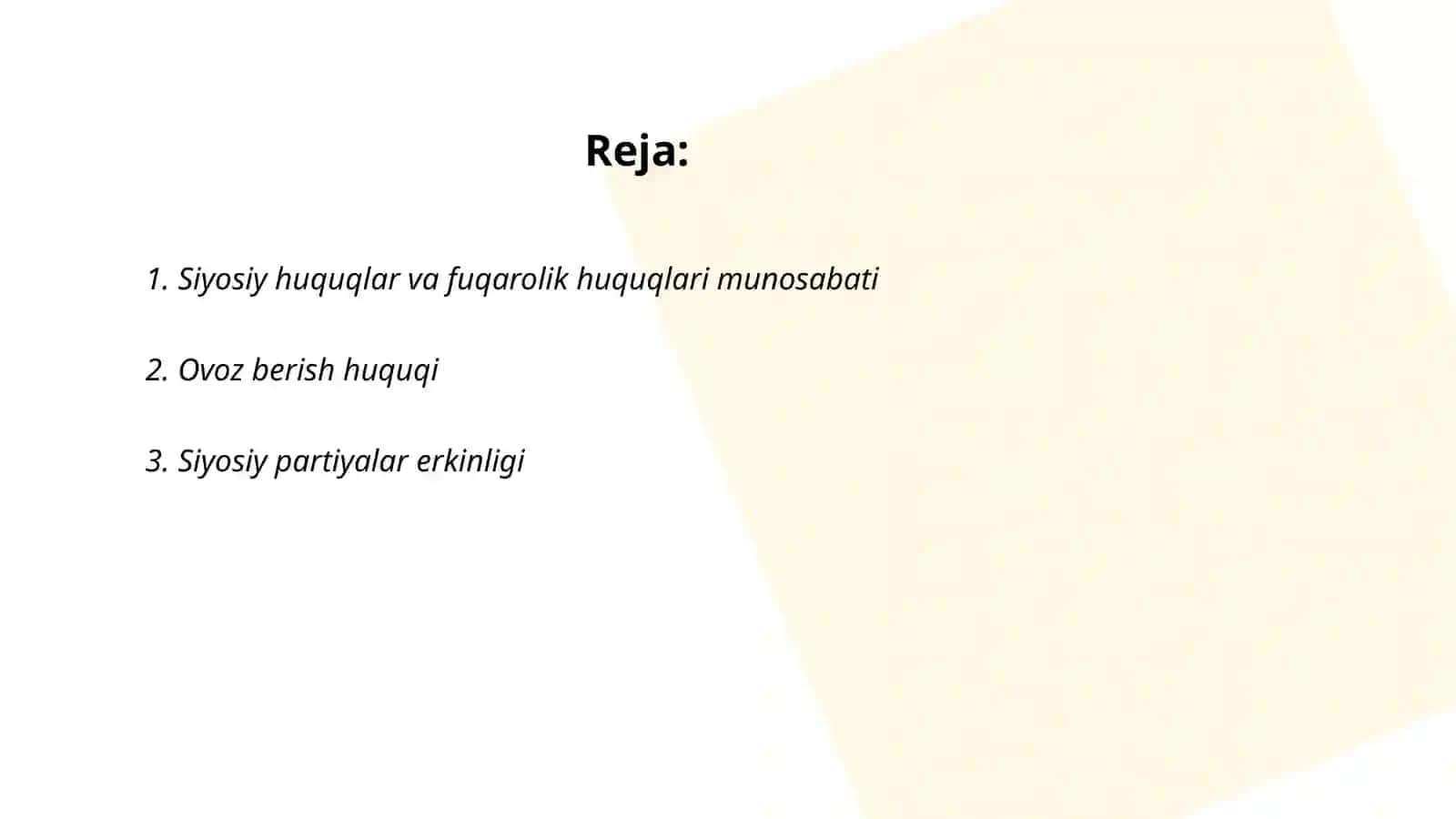 Siyosiy huquqlar va fuqarolik huquqlari munosabati 2