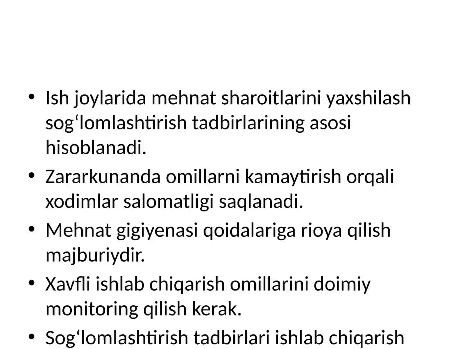 Ishlab chiqarish korxonalarida sog'lomlashtirish tadbirlari 2