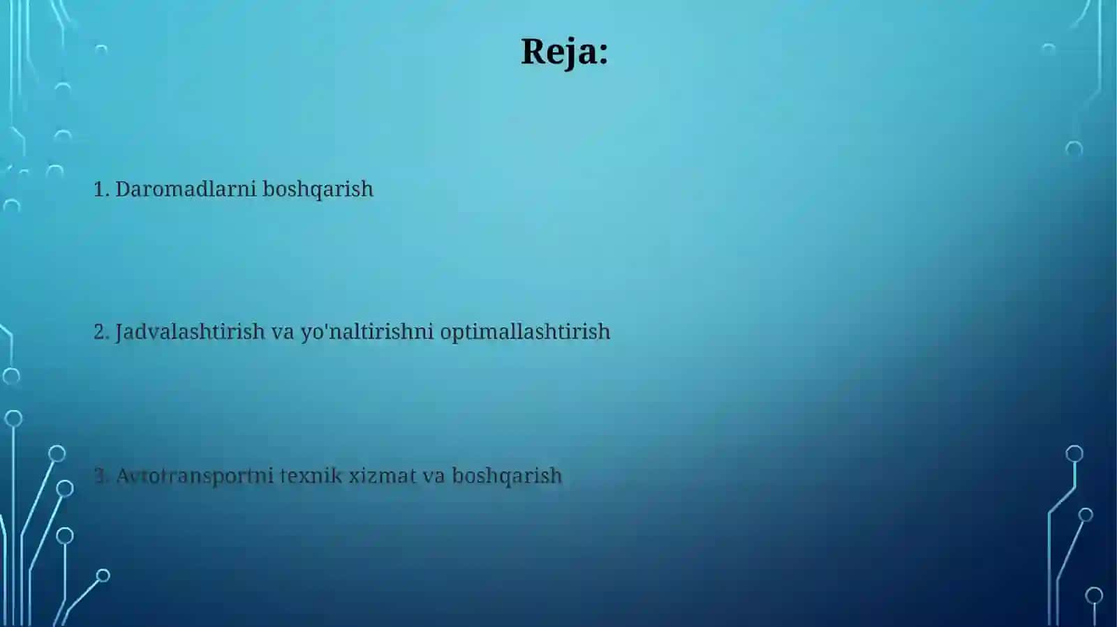 Avtobuslarning lenyadagi ishini tashkilotish 2