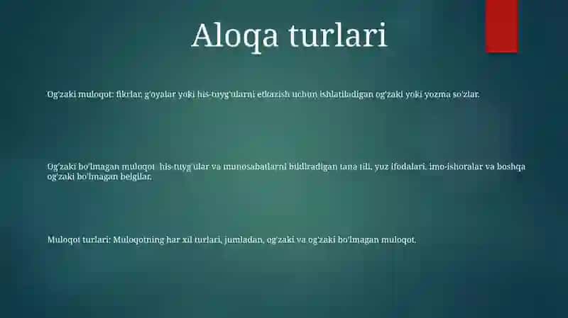 Muloqot Turlari 2