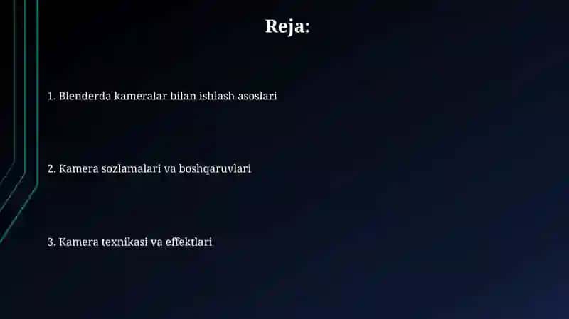 Blenderda kameralar bilan ishlash 2