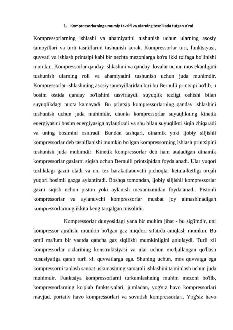 Kompressorlar va ularning tasnifi 2