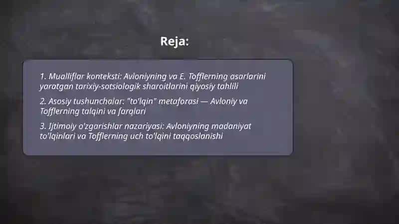 Avloniyning’’Madaniyat to’lqinlari maqolasi Va E tofflerning’’uchinchi to’lqin’’ asarini qiyosiy tahlil etish 2