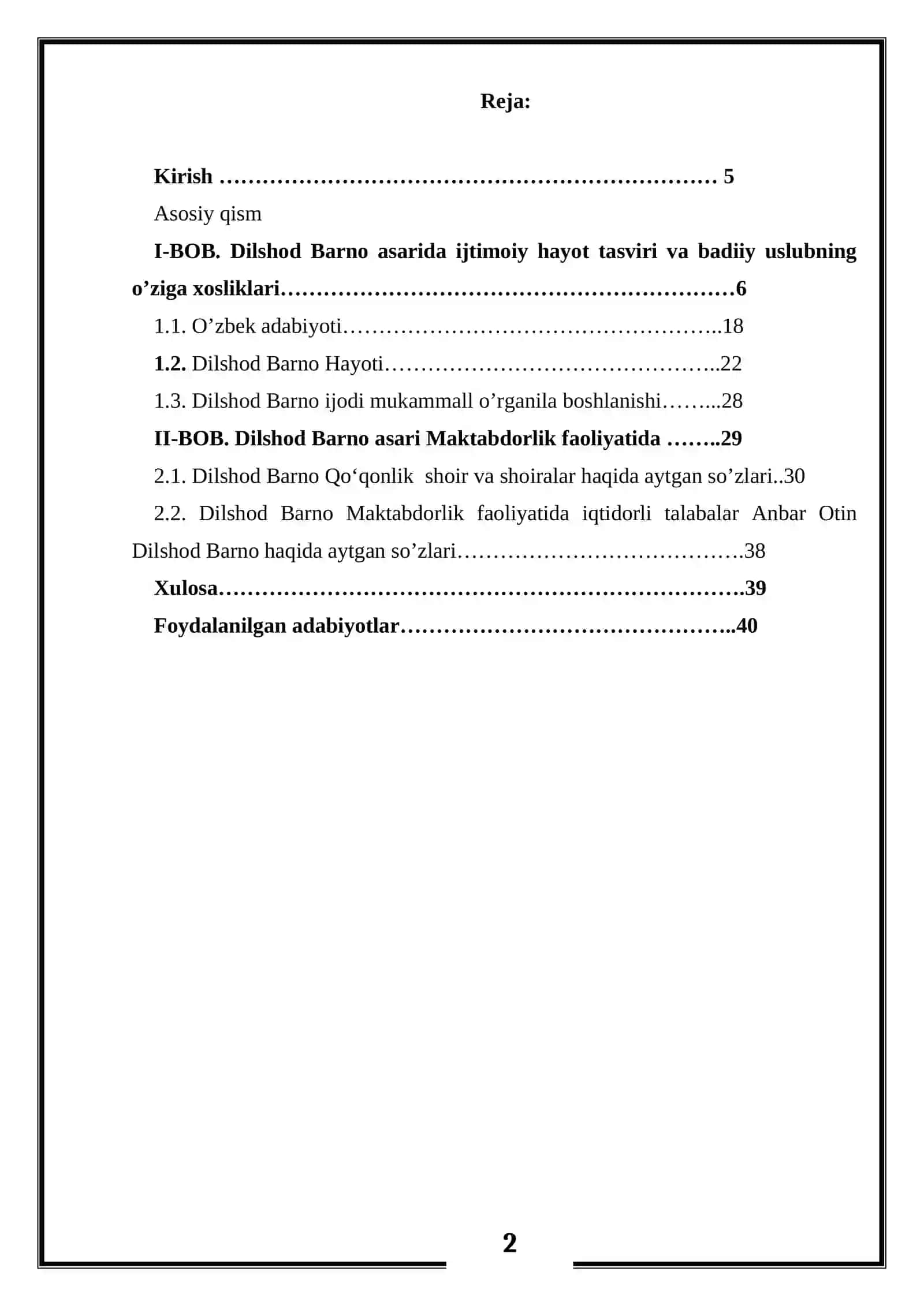 Dilshod Barno ijodi mukammall o’rganila boshlanishi 2