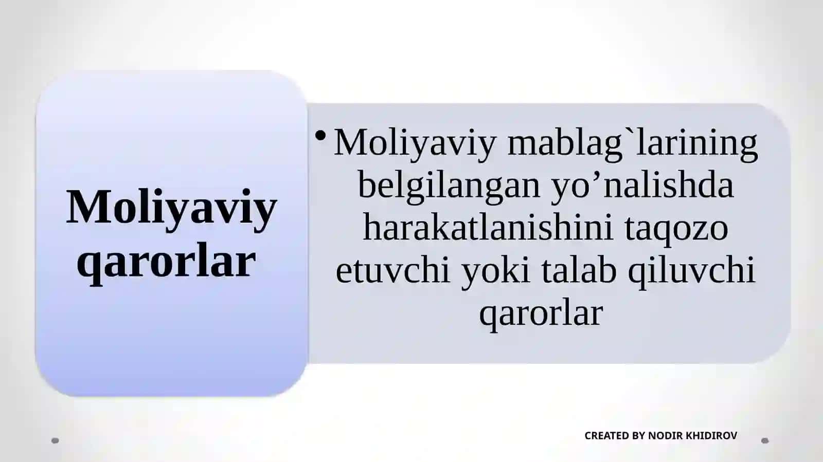 Moliyaviy qarorlar 2