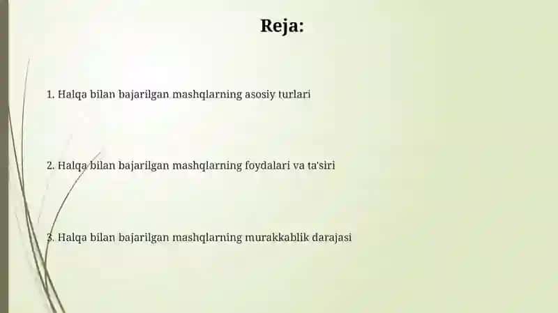 Halqa bilan bajarilgan mashqlar 2