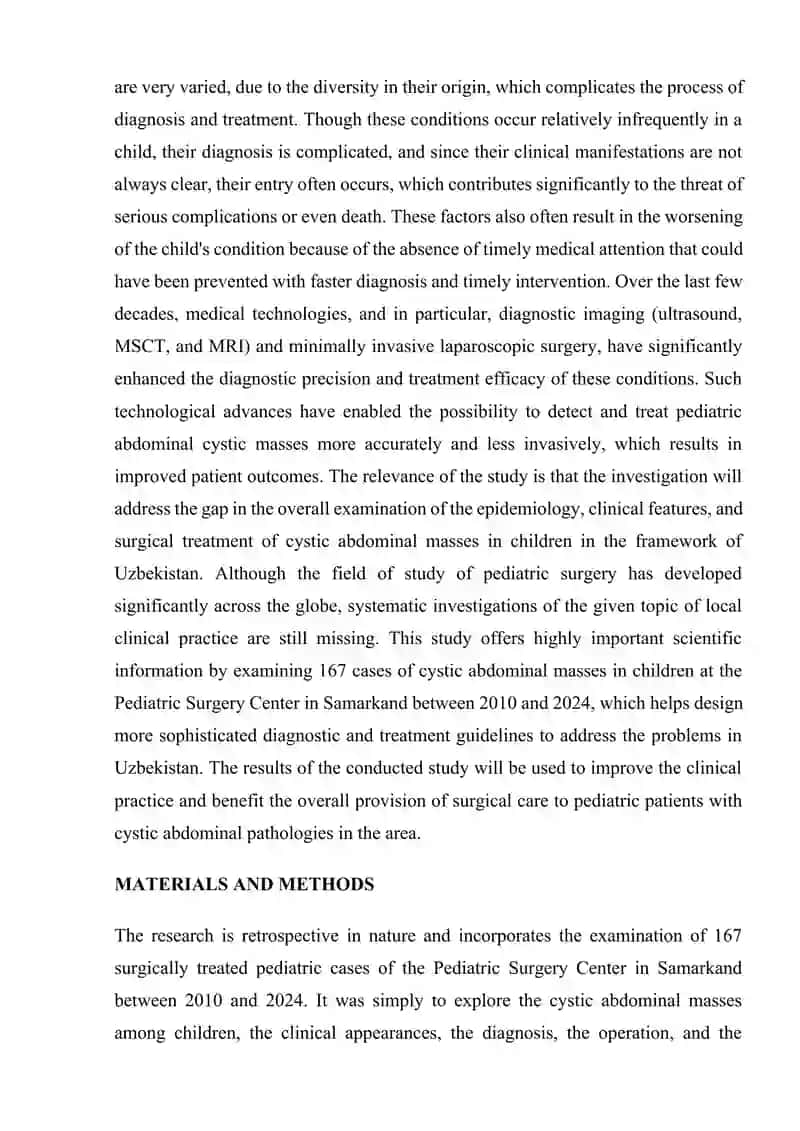 CYSTIC ABOMINAL MASSES IN CHILDREN AND THEIR SURGICAL TREATMENT TACTICS 2