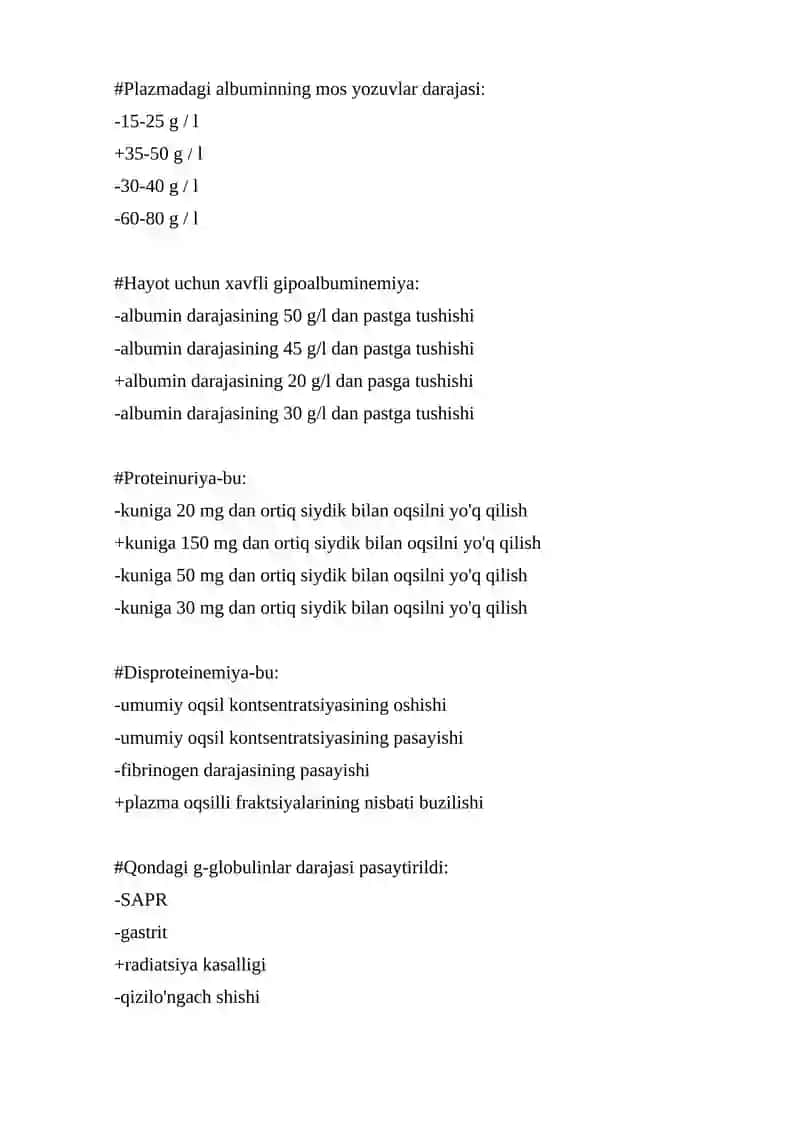 Klinik Diagnostik Laboratoriya (KDL) fanidan 500 talik test 2