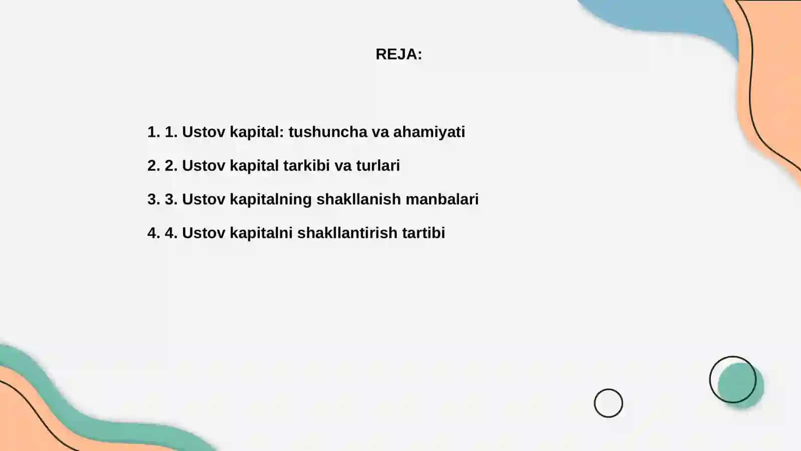 Ustov kopitalining shakillanishi va ularning hisobini tashkil qilish 2