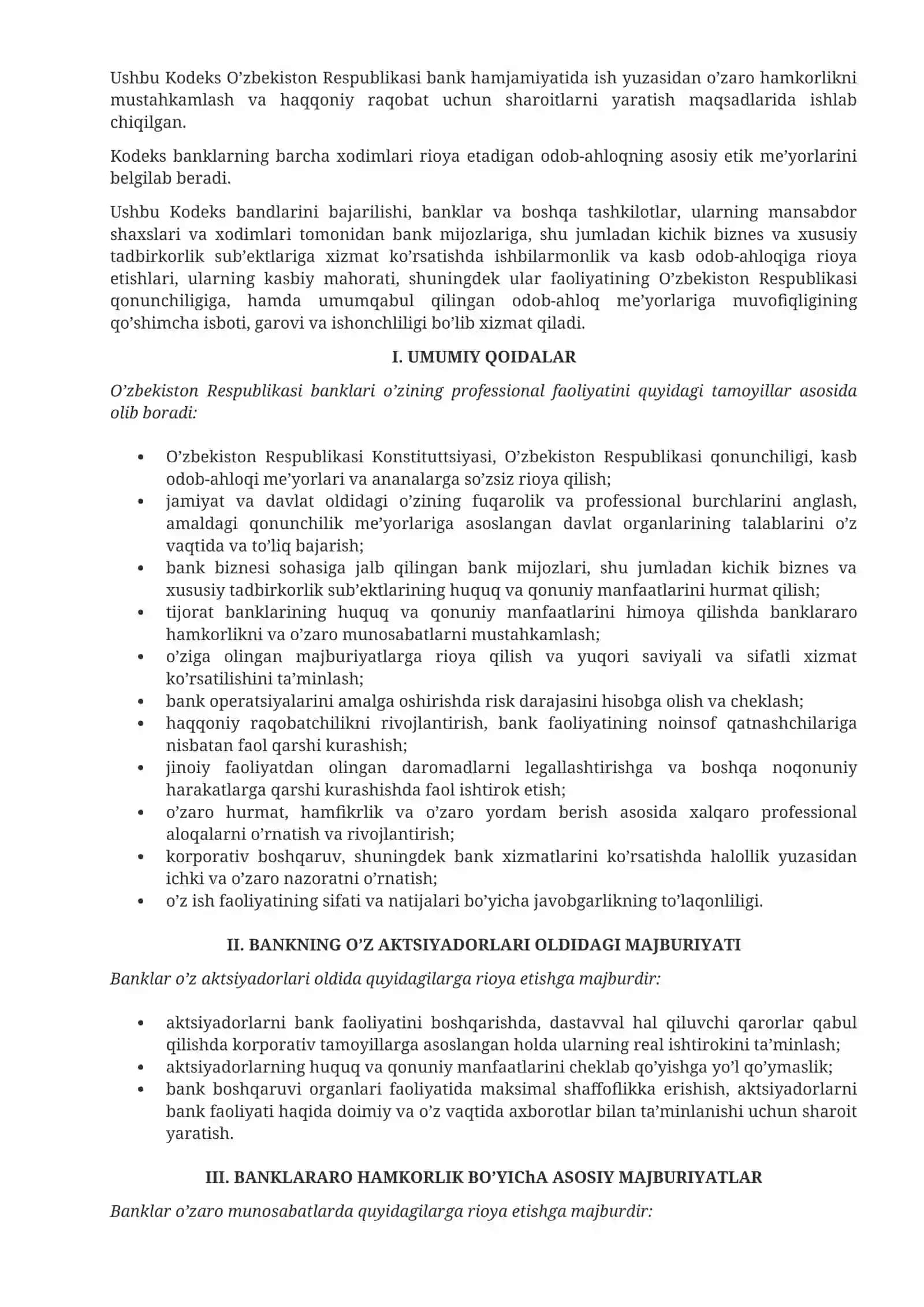 BANK XODIMINING KASBIY ODOB-AHLOQI KODEKSI 2