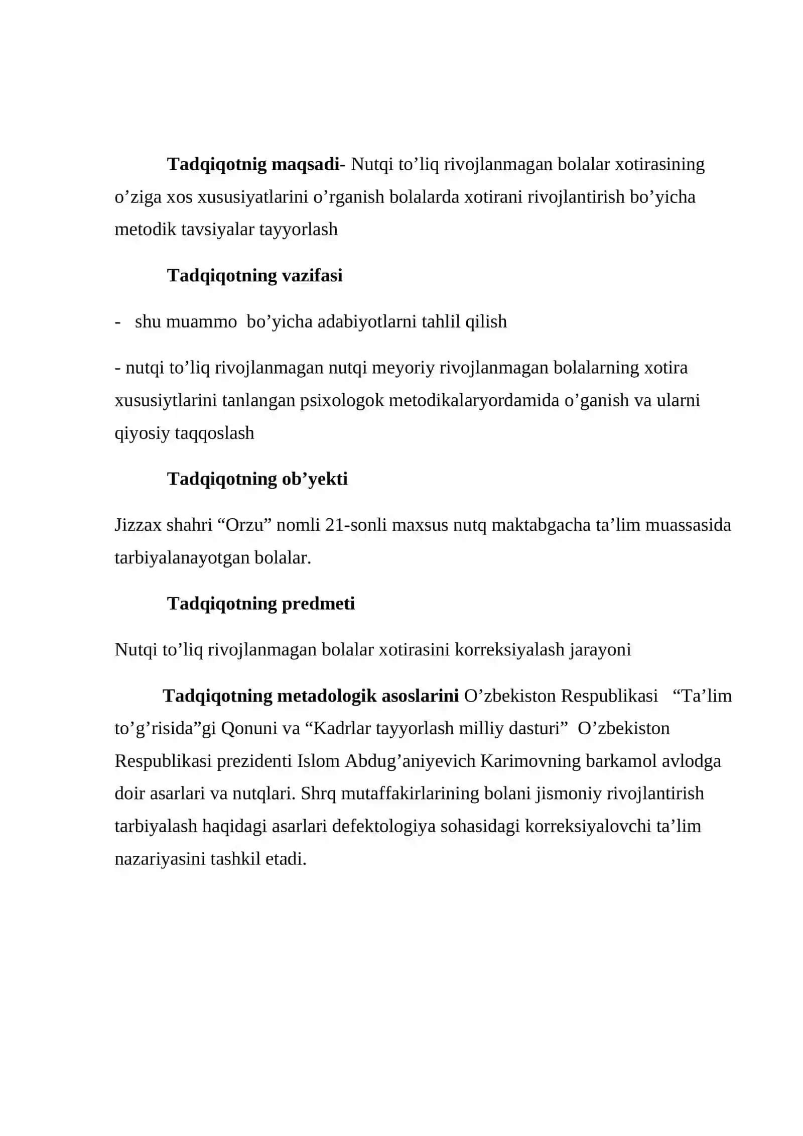 Nutqida nuqsoni bor bolalar xotirasining o’ziga xosligi 2