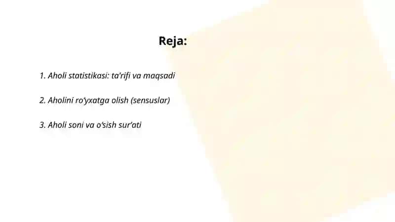 Aholi statistikasi 2