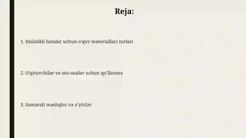 Dislaliya nutq kamchiligiga ega bolalar uchun mashgʼulot ishlanmalari 2