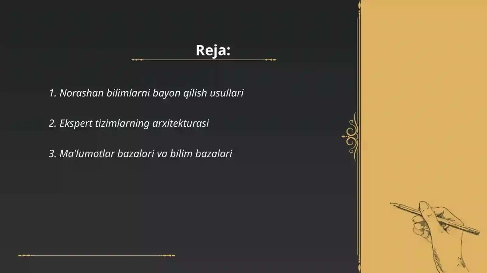 Norashan bilimlarga asoslangan ekspert tizimlar 2