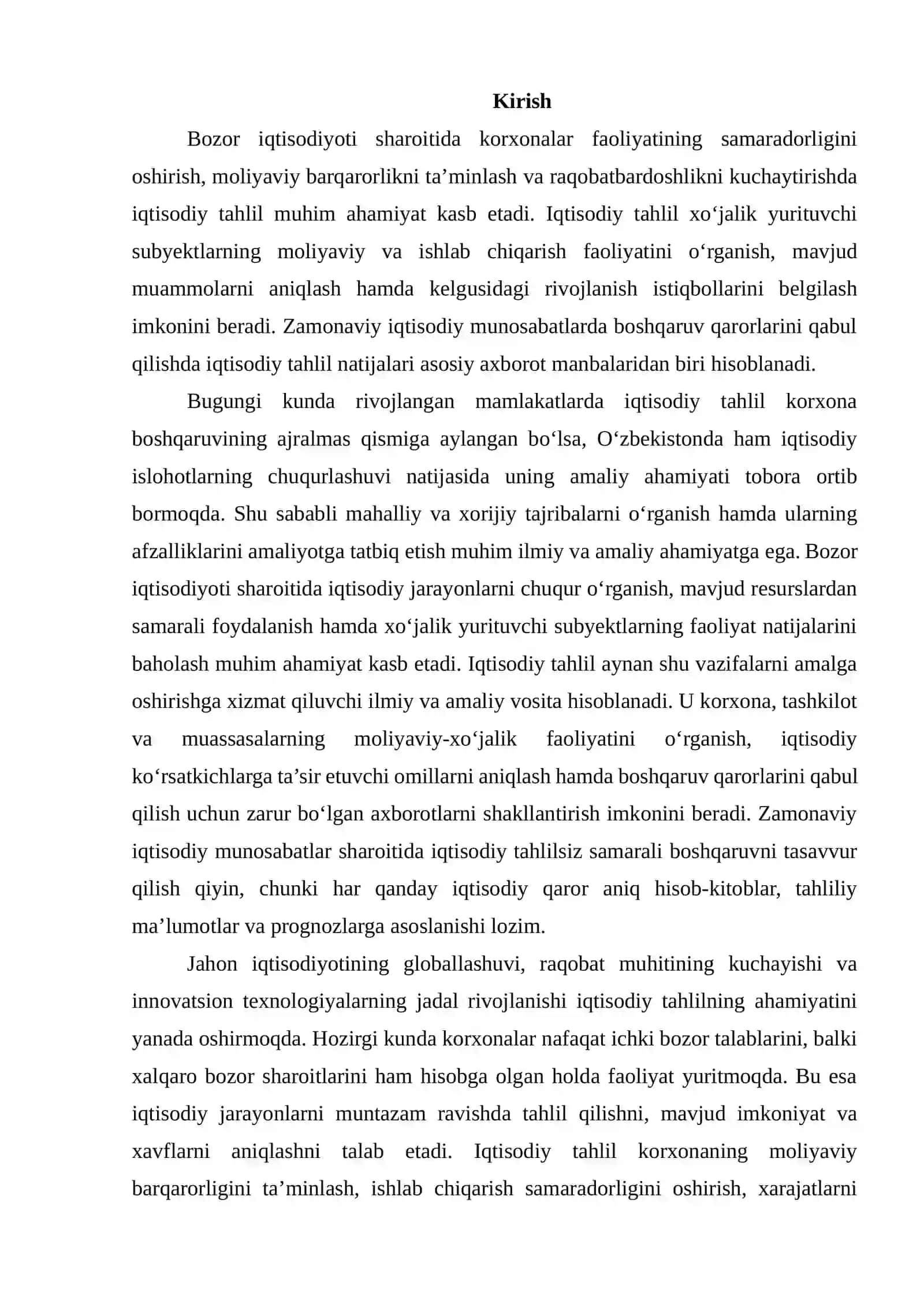 MAHALLIY VA XORIJIY TAJRIBADA IQTISODIY TAHLILNING O‘RNI 2