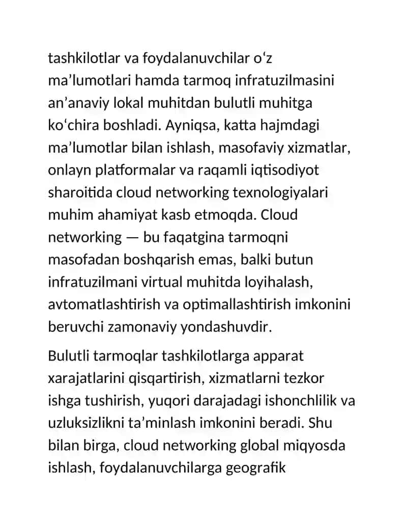 Cloud networking arxitekturasi va asosiy komponentlari 2