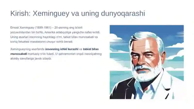 Ernest Xeminguey ijodida inson va borliq muammosi talqini 2