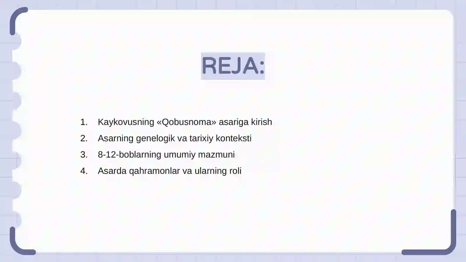Kaykovusning,, Qobusnoma‘‘ asari 8-12-boblar tahlili 2